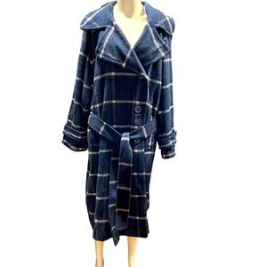 Ava & Viv Plus Size Double Breasted Wool Blend Coat Jacket Navy Blue